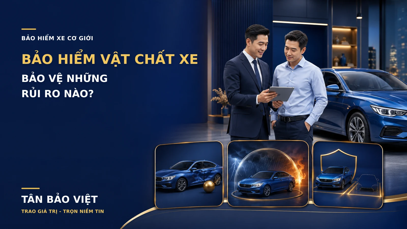 Chuyên viên trao đổi với chủ xe về các nhóm rủi ro được bảo hiểm vật chất xe ô tô bảo vệ
